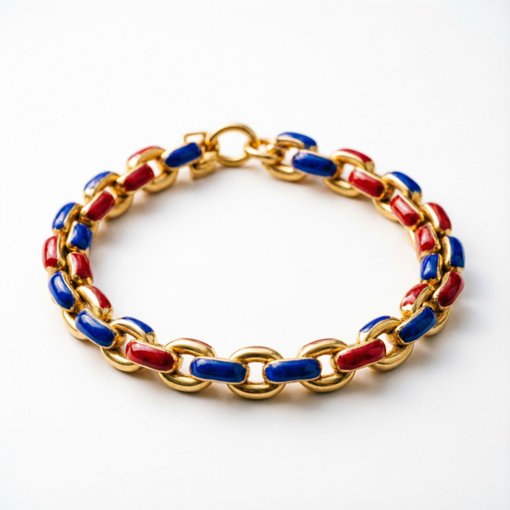 Hermes Chaine d'Ancre Bracelet Enamel Gold Original
